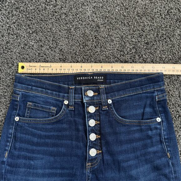 Veronica Beard Debbie High Rise Skinny Jeans Button Fly Dark Vintage Wash Sz 27 - Picture 8 of 10